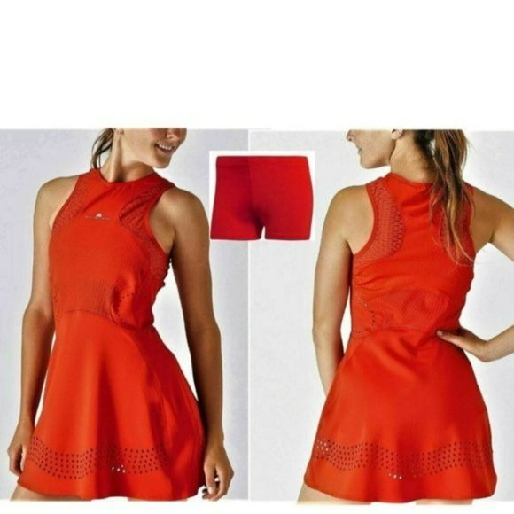 Nwt Adidas Stella McCartney Laser Tennis Dress + Shorts - CORE RED - XS - Picture 1 of 8